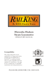 Rail King Hiawatha Hudson Steam Locomotive Operator`s manual