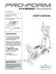 Pro-Form HYBRID TRAINER Specifications