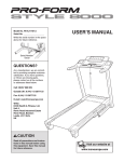 ProForm STYLE 8000 User`s manual