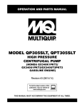 MULTIQUIP QPT305SLT Specifications