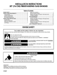 installation instructions 30" (76 cm) freestanding gas