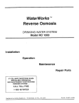 EcoWater Waterworks RO 1000 Specifications