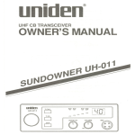 Uniden SUNDOWNER UH-011 Owner`s manual