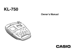 Casio KL 750B - 2 Line Label Printer Owner`s manual