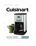 Cuisinart DCC 1200 - Brew Central Coffeemaker Specifications