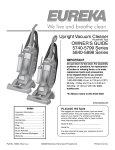Upright Vacuum Cleaner OWNER`S GUIDE 5740
