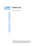 Cary Audio Design CINEMA 6 Owner`s manual