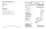 Weslo Momentum 800 Elliptical User`s manual