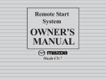 Mazda Remote Start System Owner`s manual
