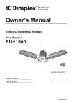 Dimplex PUH1500 Owner`s manual