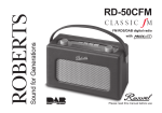 Roberts FM RDS/DAB Digital Radio RD-50CFM Specifications