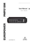 Behringer EUROPOWER PMP518M User manual