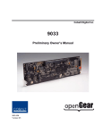 Cobalt Digital Inc 9033-SD Owner`s manual