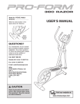 ProForm 380 Razor Elliptical User`s manual