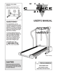Weslo Cadence 215s Treadmill User`s manual
