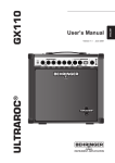 Behringer Ultraroc GX110 User`s manual