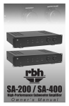 RBH Sound RBH 180 Owner`s manual