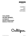 Culligan Silver Series Operating instructions