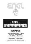 Engl Full Tube Guitar Amplifier Operator`s manual