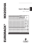 Behringer EURORACK MX2004A User`s manual