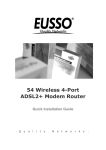 Eusso Wireless ADSL2+ 4-Port Router Installation guide