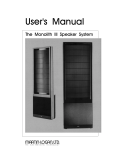 MartinLogan Monolith III User`s manual