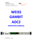 WEISS GAMBIT ADC2 Operating instructions