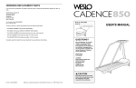 Weslo CADENCE 850 User`s manual