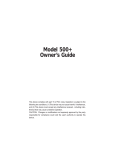 Model 500+ Owner`s Guide