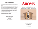 Aroma PRC-550 Instruction manual
