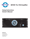 BETAR Pro 700 Amplifier Owner`s manual