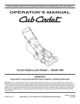 Cub Cadet CC 310 Operator`s manual