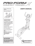 Pro-Form PFEVEL75108.0 User`s manual