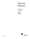 Monogram ZDIS15 Owner`s manual