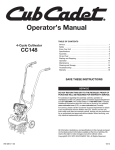 Cub Cadet 148 Operator`s manual