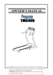 Progression Fitness TM6400 Owner`s manual