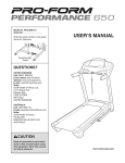 ProForm 650 User`s manual