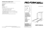 Pro-Form 385ex User`s manual