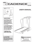 Weslo Cadence DL40 WLTL51690 User`s manual