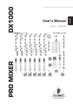 Behringer PRO MIXER DX1000 User`s manual