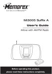 Memorex SUFFIX A MI3005 User`s guide