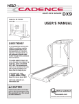 Weslo Cadence DX9 WLTL21190 User`s manual