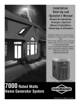 Briggs & Stratton 7000 Rated Watts Home Standby Generator Operator`s manual
