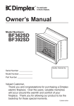Dimplex BF362SD Owner`s manual