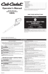 Cub Cadet HB59L Operator`s manual