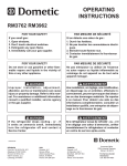 Dometic RM3962 Operating instructions