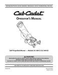 Cub Cadet SC 500 ez Operator`s manual