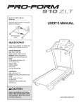 ProForm 9.0 Competitor Treadmill User`s manual