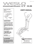 Weslo Momentum5.0 Elliptical User`s manual