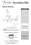 Avari Fitness A150-210 Owner`s manual